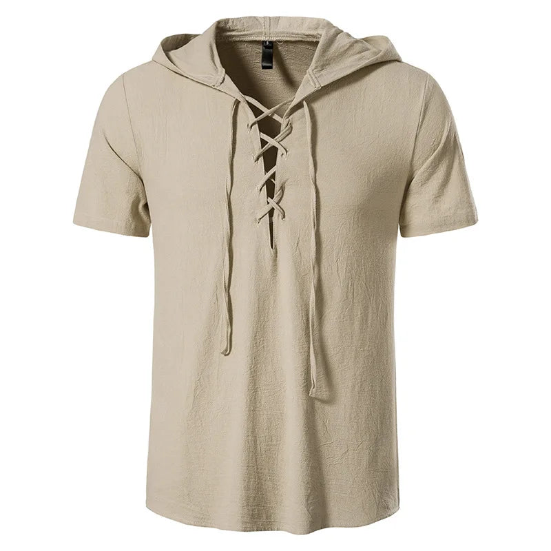 Veylora Mens Pirate Shirt Summer Men Retro Renaissance Medieval Gothic Victorian Halloween Costume Casual Linen Lace Up Hippie Shirts