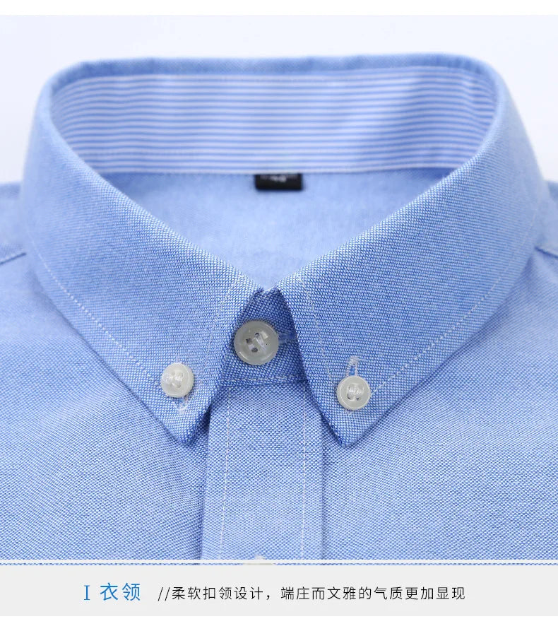 Veylora Men's Short-Sleeved Shirt, Summer Casual, Oxford Fabric, Solid Color, Simple, Trendy, Comfortable and High-Quality, Street Style