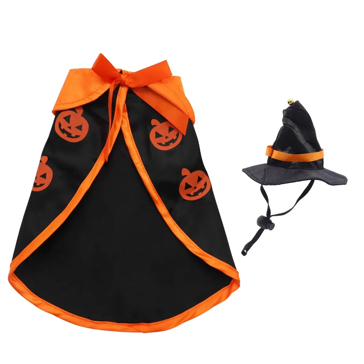 Veylora Halloween Pet Costume for Cats Breathable Soft Cute Pet Clothes Cloak Shape Pumpkin Pattern Harness Costume Cat Dog Cosplay Tool