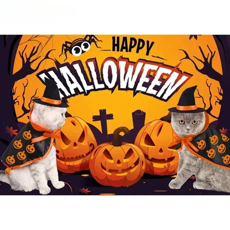 Veylora Halloween Pet Costume for Cats Breathable Soft Cute Pet Clothes Cloak Shape Pumpkin Pattern Harness Costume Cat Dog Cosplay Tool