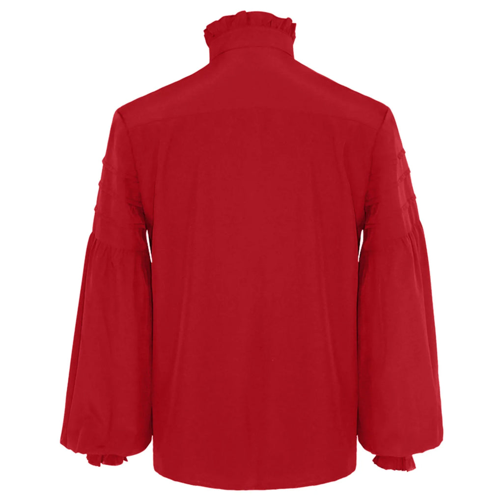 Veylora Men's Medieval Ruffle Shirts Gothic Vintage Court Style Turtleneck Long Sleeve Shirts Vampire Pirate Cosplay Victorian Shirt