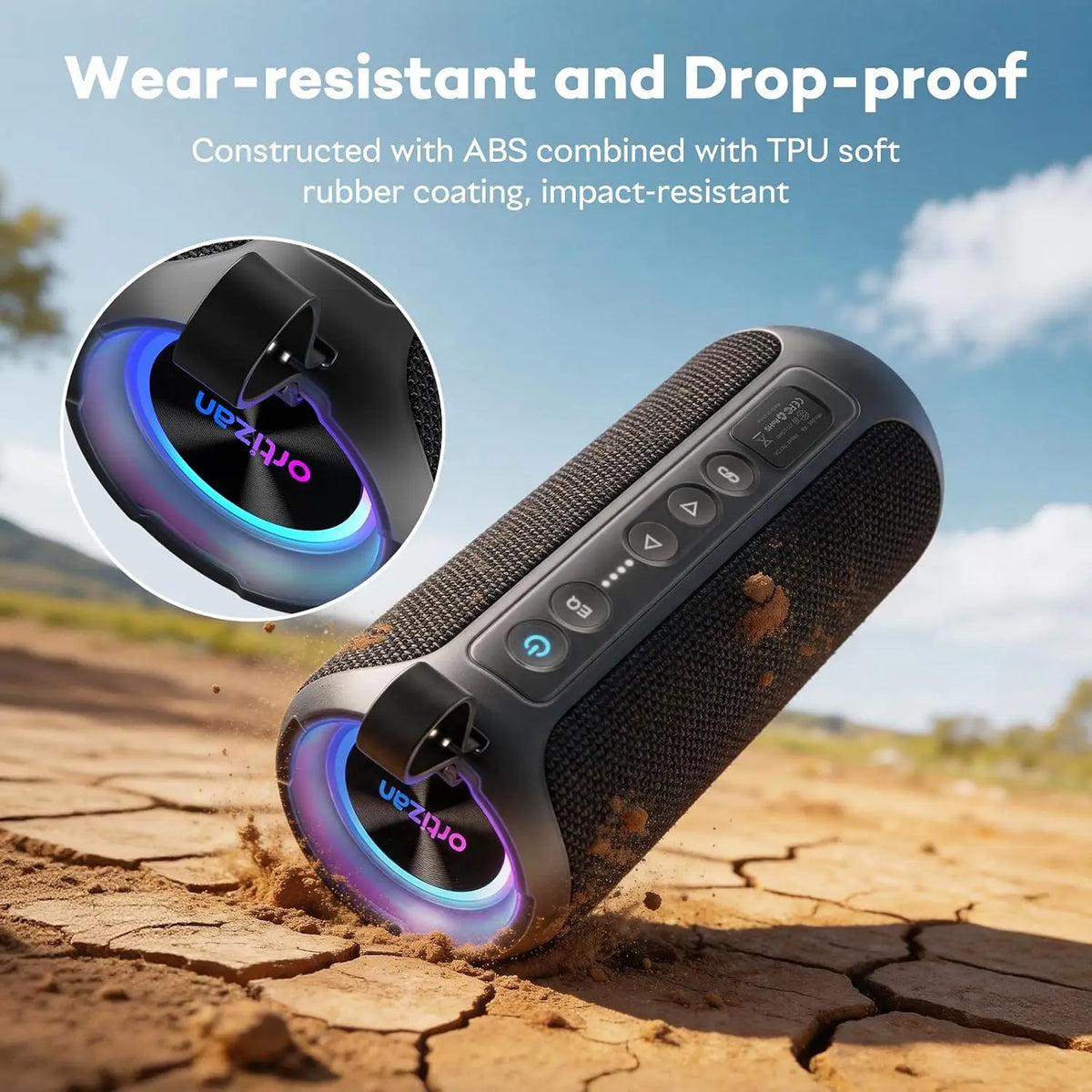 Veylora Ortizan Bluetooth Speaker, 40W Peak Outdoor Portable Loud Speakers Wireless with Deep Bass, USB/AUX/TF Card Port, RGB Light, TWS Stereo, EQ, IPX7 Waterproof for Party, Beach, Kayaking, Camping, Backyard, Garage