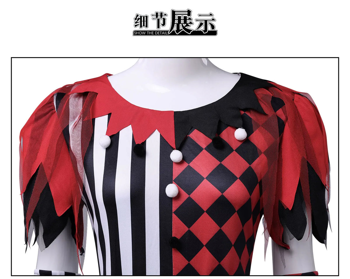 Veylora Women Clown Costume Circus Performance Outfit Role Play Uniform Carnival Party Fancy Outfit Scary Halloween Costume