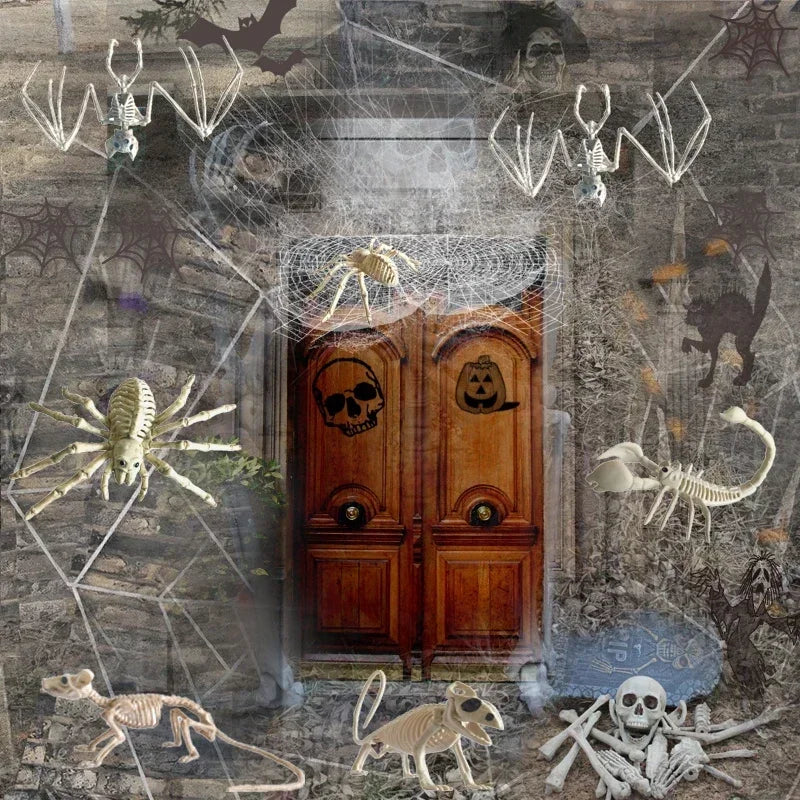 Veylora Halloween Decorations-Realistic Skeleton Props with Bats and Scorpions,Plastic Animal Bones for Haunted Houses,Bars,and Pranks