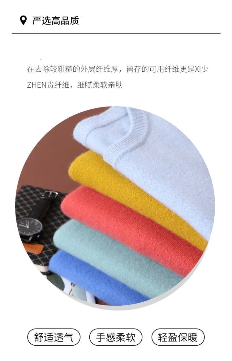 Veylora Autumn Winter Men Cashmere Sweater O-neck Soft Warm Pullovers Male Loose Knitted Shirt  men's winter blouse