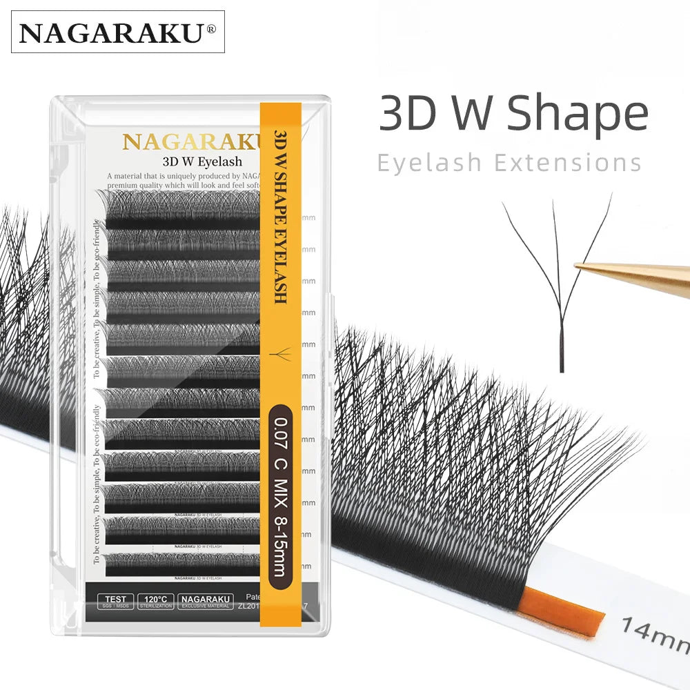Veylora :NAGARAKU Automatic Flowering W Shape  Bloom 3D 4D 5D 6D Premade Fans Eyelash Extensions Natural Soft Light Full Dense