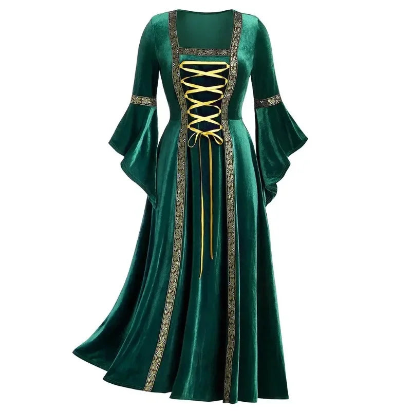Veylora Halloween Women Dress Costumes For Women Long Sleeve Medieval Cosplay Vintage Vampire Witch Victorian Gothi Bandage Dress