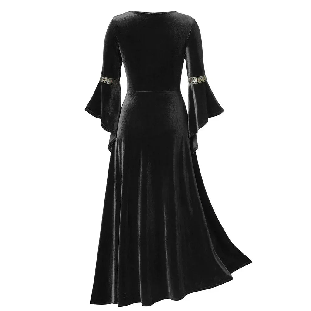 Veylora Halloween Women Dress Costumes For Women Long Sleeve Medieval Cosplay Vintage Vampire Witch Victorian Gothi Bandage Dress
