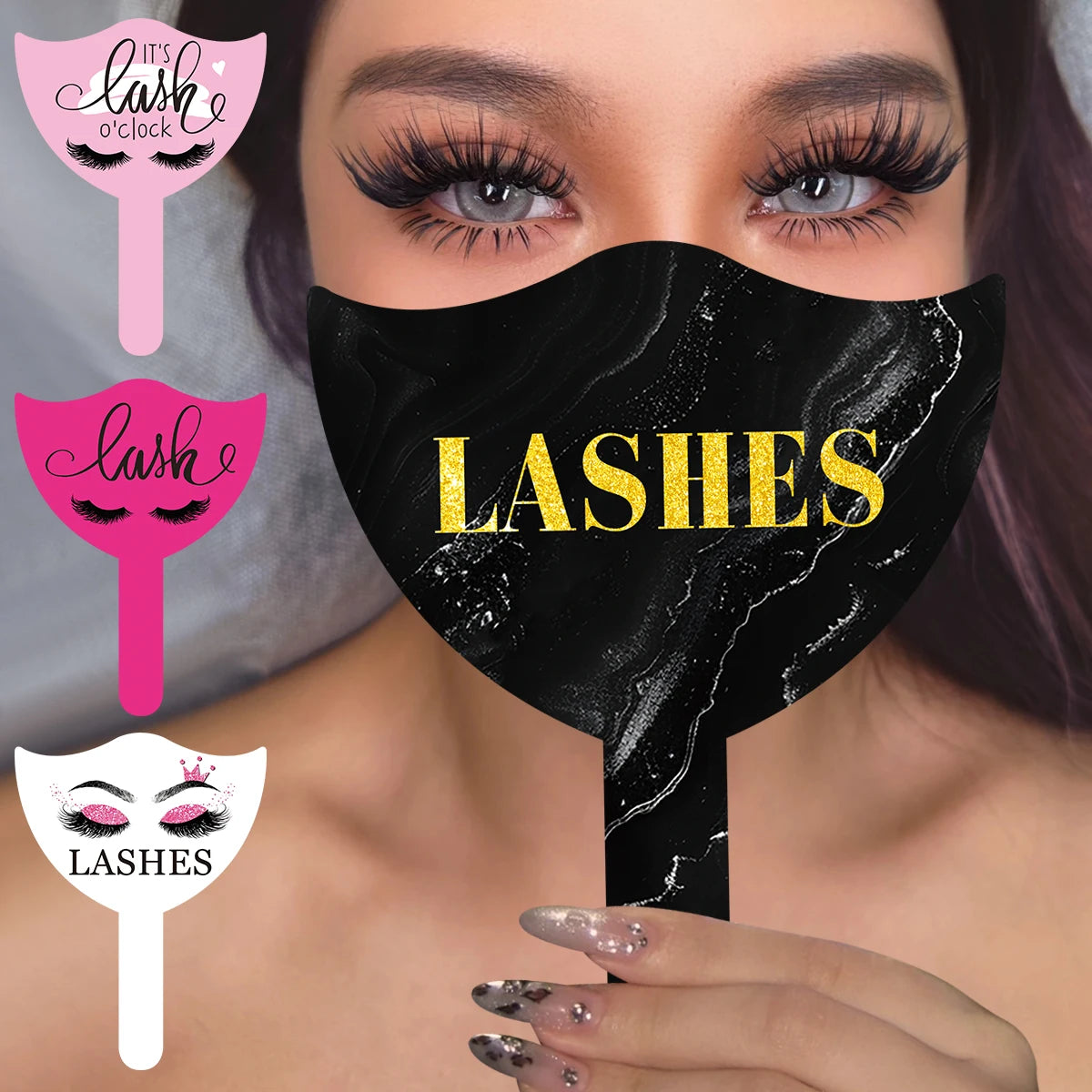 Veylora 2Pcs Eyelash Technician Photo Prop Soft PVC Handheld Lash  Beauty Cards for Social Media Lash Salon Lash Extension DisplayTools