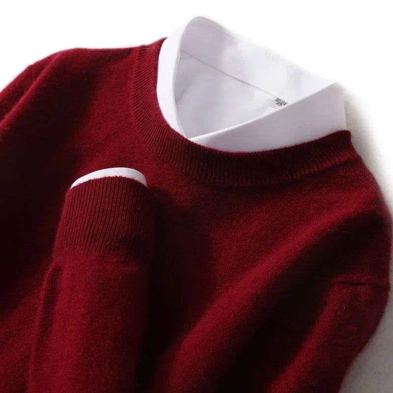 Autumn Winter Men Cashmere Sweater O-neck Soft Warm Pullovers Male Loose Knitted Shirt Korean men's winter blouse
