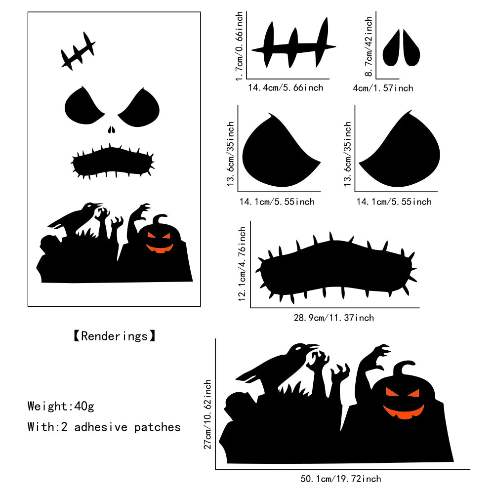 Veylora Halloween Decorations Room Door Stickers Window Decor Skeleton Hand Pumpkin DIY Window Stickers Ghost Devil Witch Hat Decor