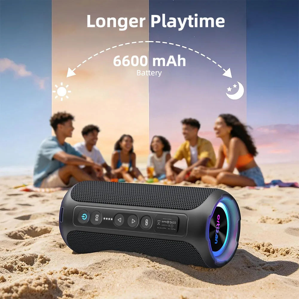 Veylora Ortizan Bluetooth Speaker, 40W Peak Outdoor Portable Loud Speakers Wireless with Deep Bass, USB/AUX/TF Card Port, RGB Light, TWS Stereo, EQ, IPX7 Waterproof for Party, Beach, Kayaking, Camping, Backyard, Garage