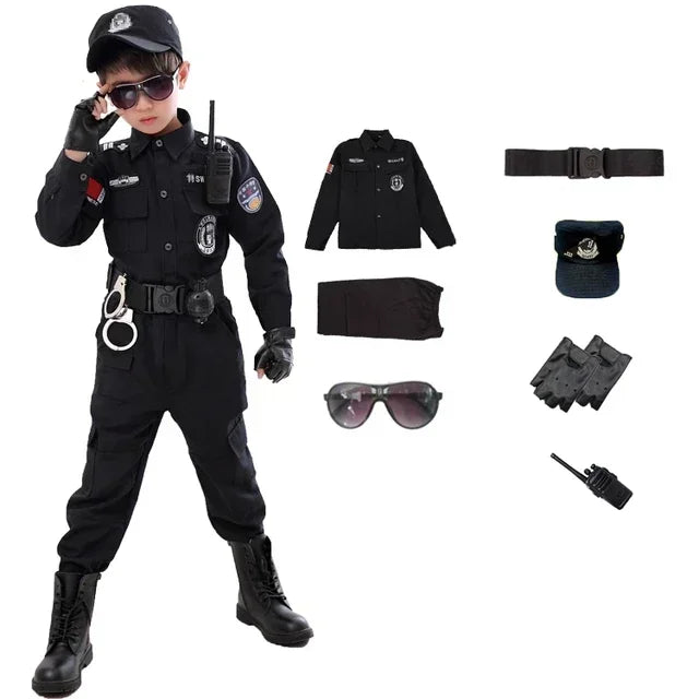 Veylora SWAT Police Costume for Kids is a tactical role-play outfit designed for Halloween, carnival dress-up, and themed parties