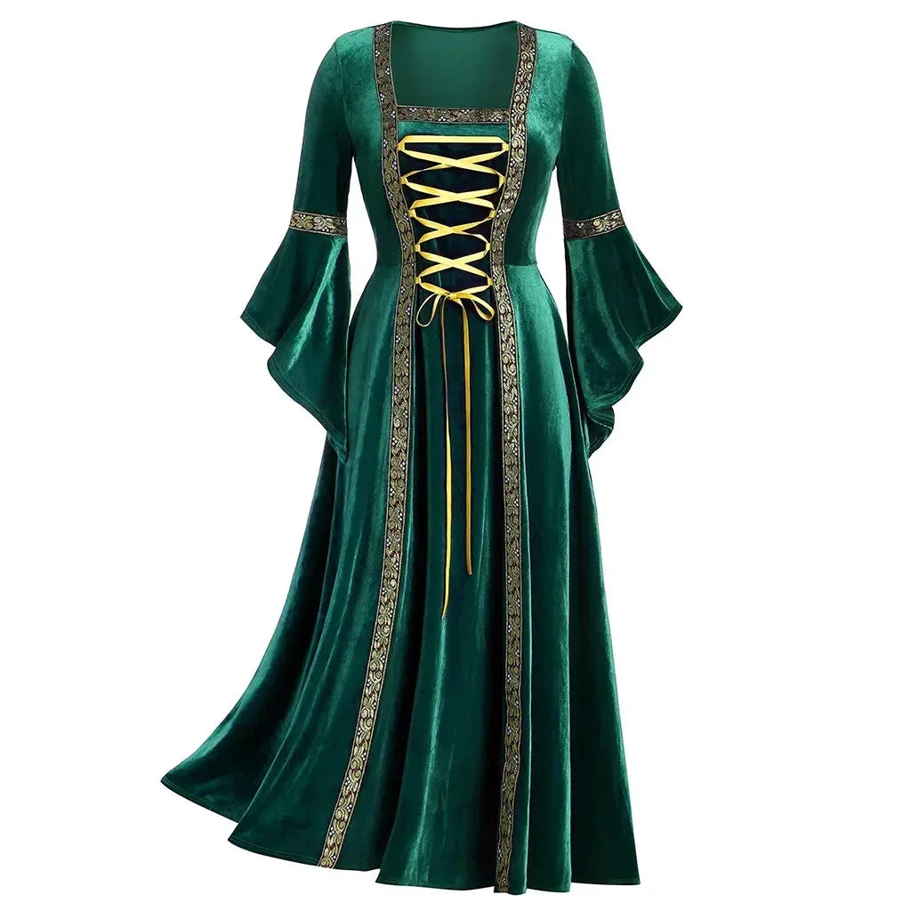 Veylora Halloween Women Dress Costumes For Women Long Sleeve Medieval Cosplay Vintage Vampire Witch Victorian Gothi Bandage Dress