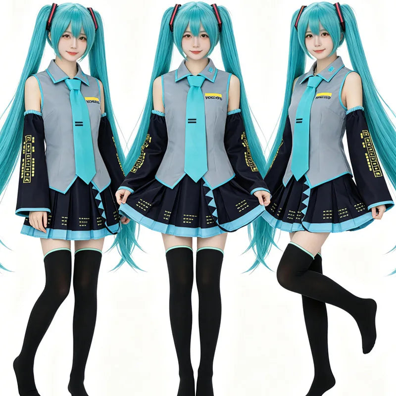 Veylora Anime Character Performance Clothes MIKU Anime Clothes Cosplay Clothes JK Skirt Same Suit Wig Accessories Halloween Costume