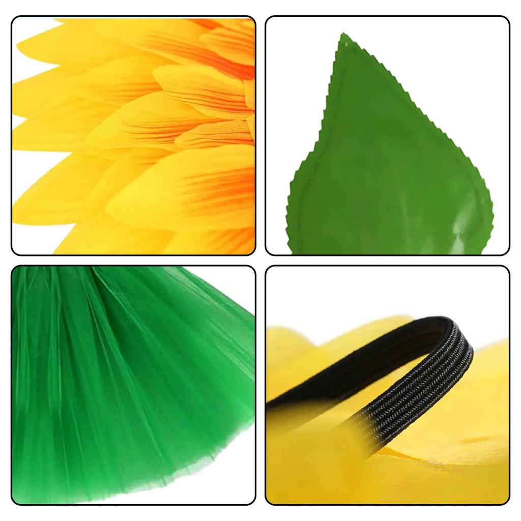 Veylora Sunflower Costume Sunshine Daisy Flower Outfit Sun Flower Headpiece Glasses Tutu Skirt Gloves Socks Plant Costume