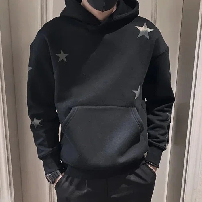 Veylora Hoodies Graphic Sweatshirt for Men Black Hip Hop Male Clothes Loose Luxury Aesthetic Emo 90s Vintage Simple Winter S Warm Hooded