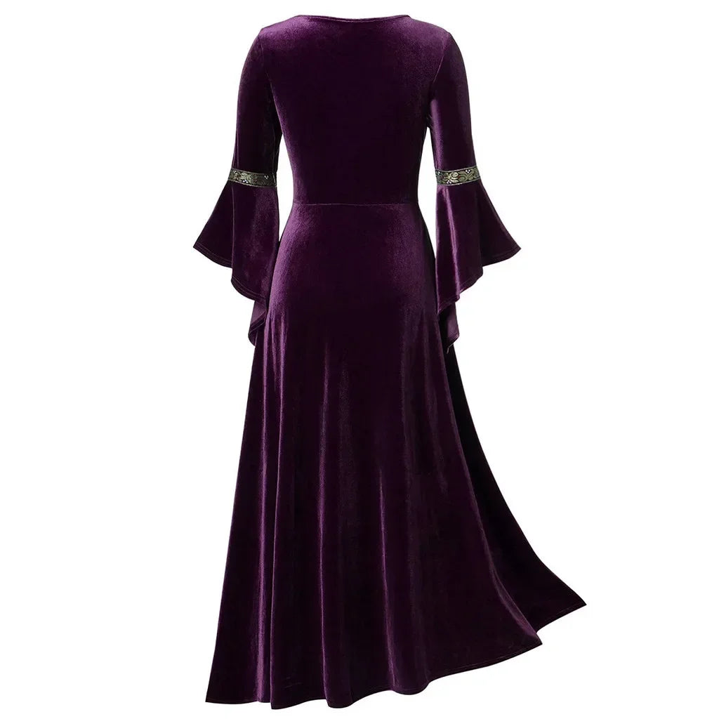 Veylora Halloween Women Dress Costumes For Women Long Sleeve Medieval Cosplay Vintage Vampire Witch Victorian Gothi Bandage Dress