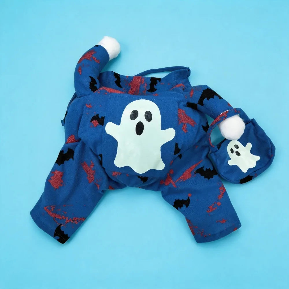 Veylora Halloween Dog Clothes Pet Costume Funny Cosplay Outfit with Fluorescent Ghost Cute Dog Cat Dress Up Festive Party Apparel Set