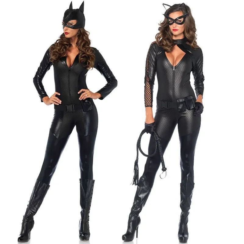 Veylora 2025 New Sexy Cat Cosplay Costume Women's Black Halloween Set Holiday Stage Night Cat Women's Cat Girl Man Role Playing Clothing