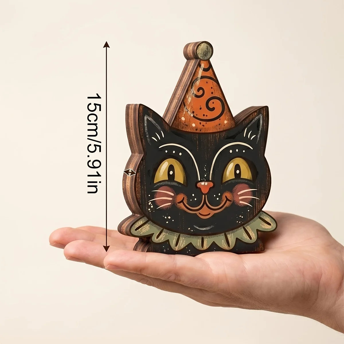 Veylora Halloween Decor Indoor,Retro Wooden Block for Shelf Decoration,Cute Ghost,Pumpkin,Black Cat,Skeleton,Witch Owl,Housewarming Gift