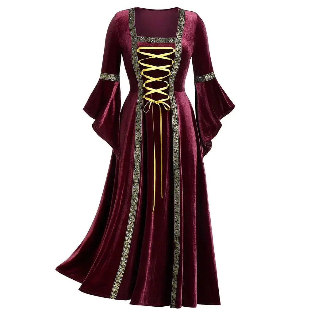 Veylora Halloween Women Dress Costumes For Women Long Sleeve Medieval Cosplay Vintage Vampire Witch Victorian Gothi Bandage Dress