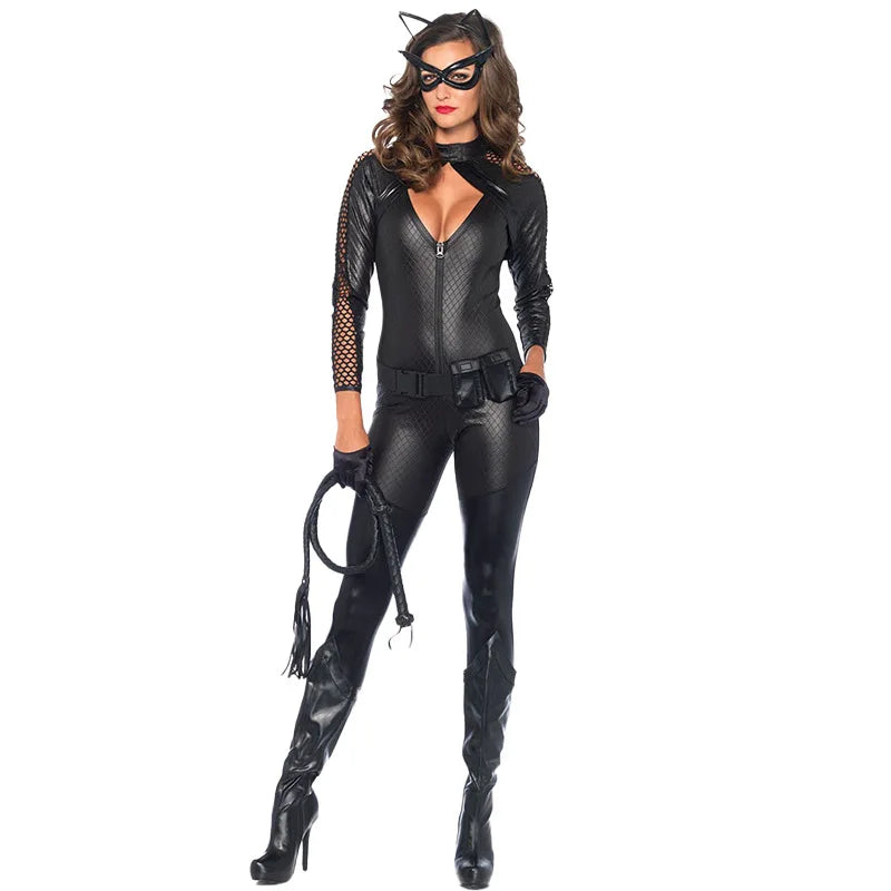 Veylora 2025 New Sexy Cat Cosplay Costume Women's Black Halloween Set Holiday Stage Night Cat Women's Cat Girl Man Role Playing Clothing