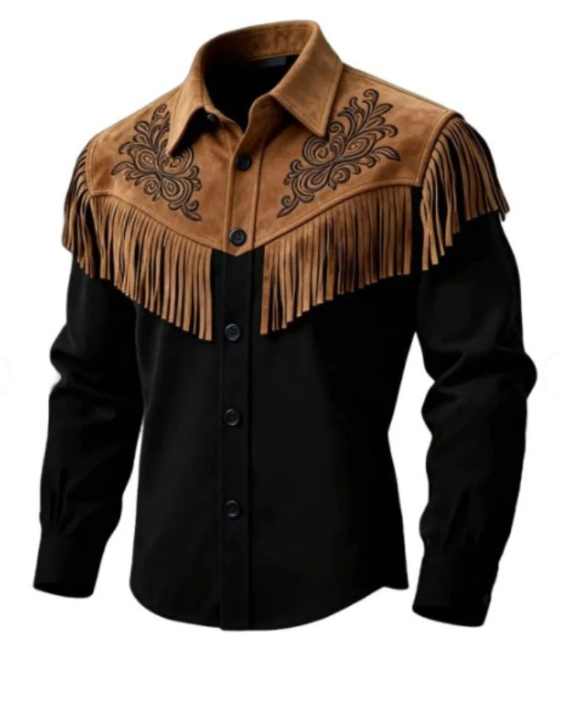 Veylora Unique Design Brown Tassel Leather Velvet Jacket Spring Summer Vintage Style Fashionable Streetwear Top