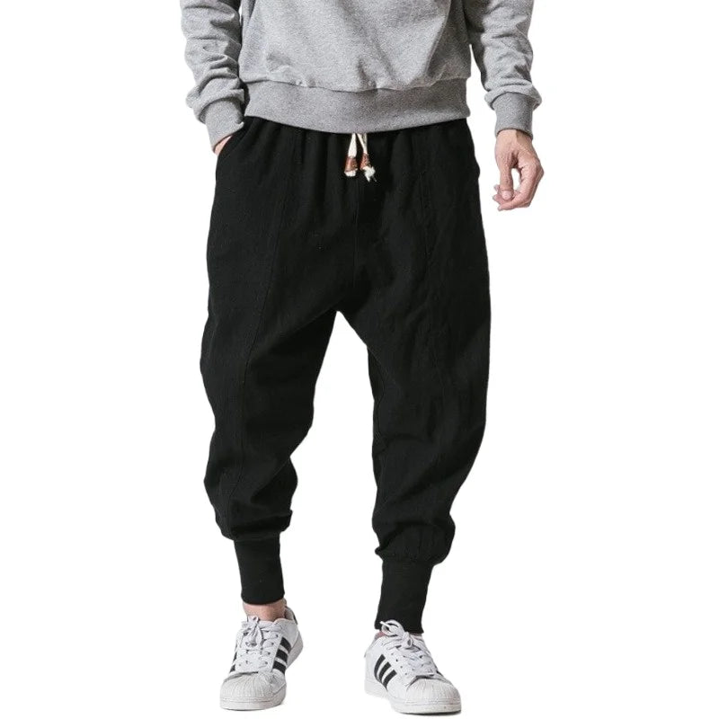 FGKKS Men Pants Brand New Chinese Style Wide Leg Jeans Cotton Sweatpants Quality Comfortable Man Sportswear Male Trousers