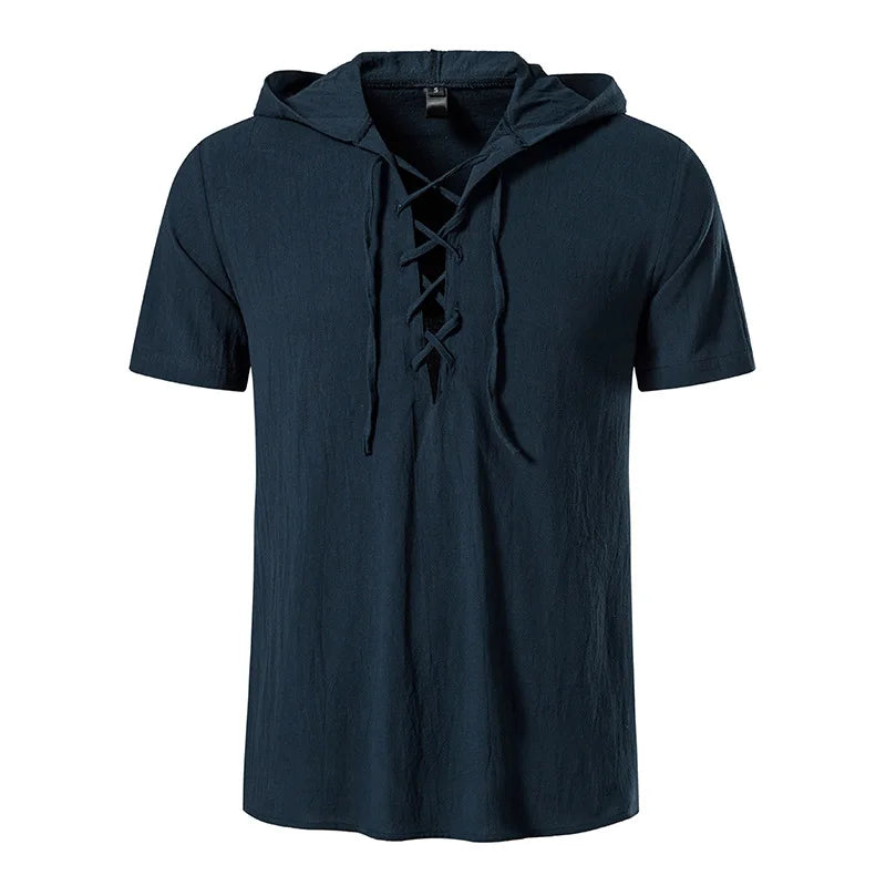 Veylora Mens Pirate Shirt Summer Men Retro Renaissance Medieval Gothic Victorian Halloween Costume Casual Linen Lace Up Hippie Shirts