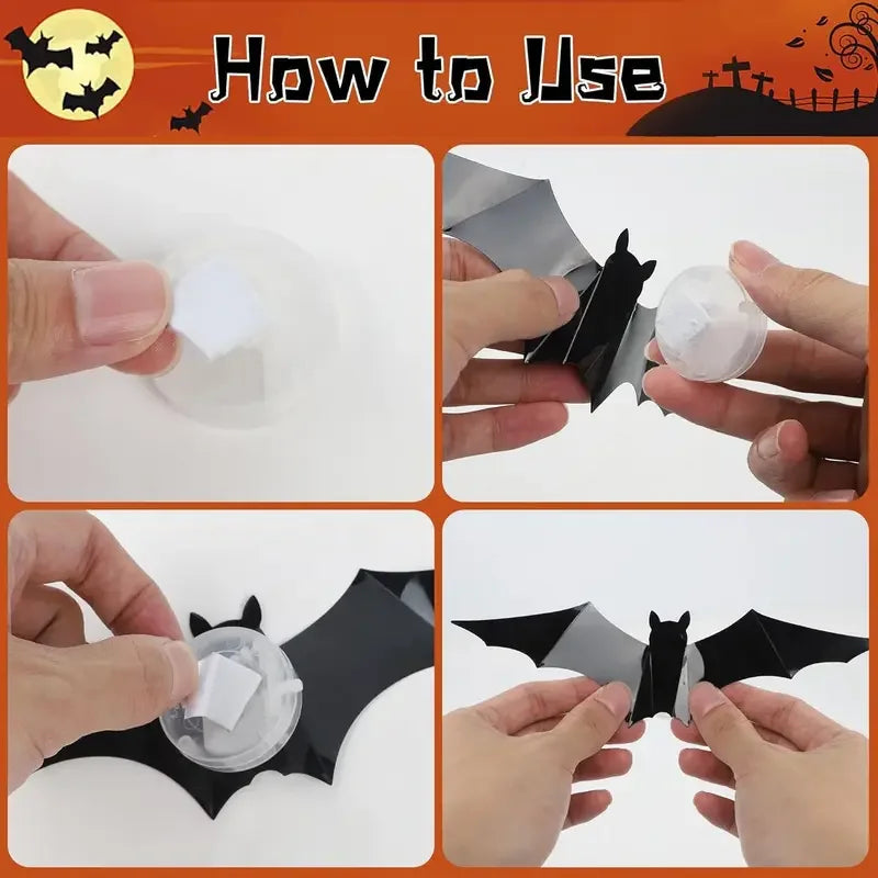 Veylora Halloween Decorations  3D LED Lighted Bats with Purple Green Lights, Waterproof Window Stickers for Indoor Outdoor Scary Decor