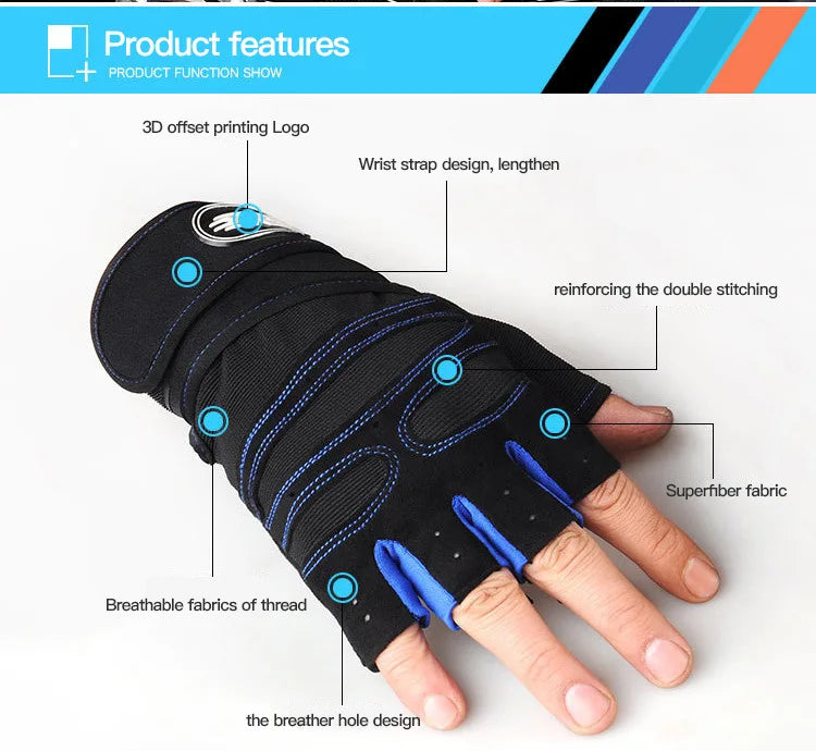 Veylora Gym Gloves for Men Women Fitness Weight Lifting Wristband Gloves Body Building Training Sports Exercise Cycling Glove Shockproof