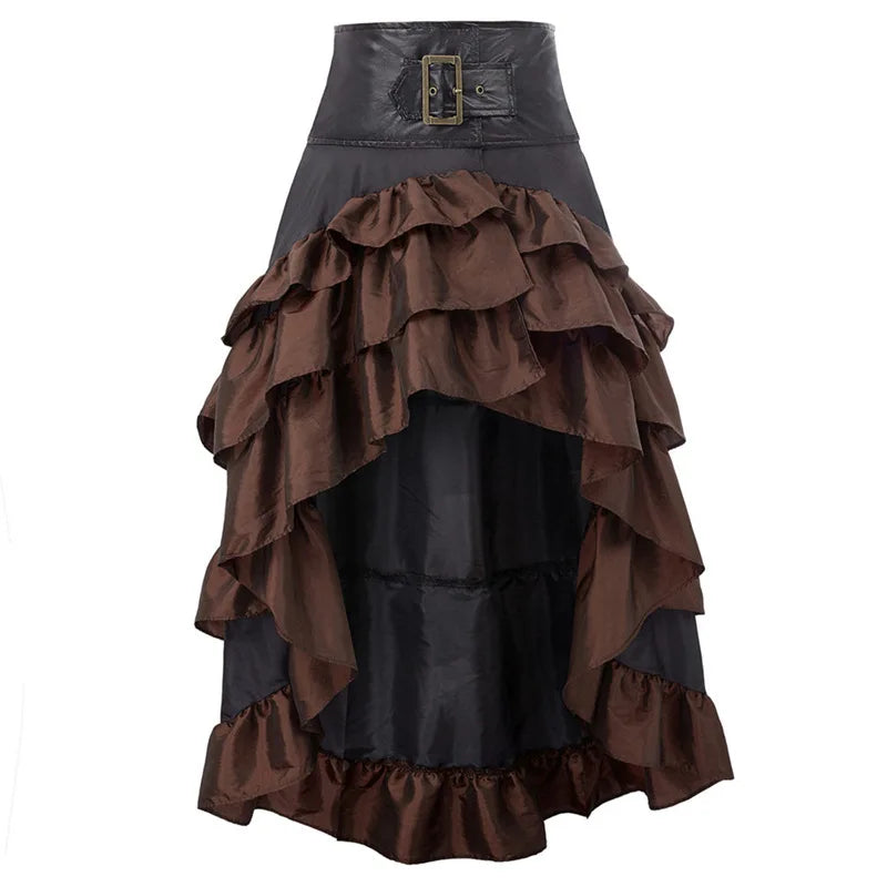 Veylora Pirate Buccaneer Costume Tops Shirt Skirt Bustle Skirt Victorian Halloween Women Punk Renaissance Burlesque High Low Steampunk