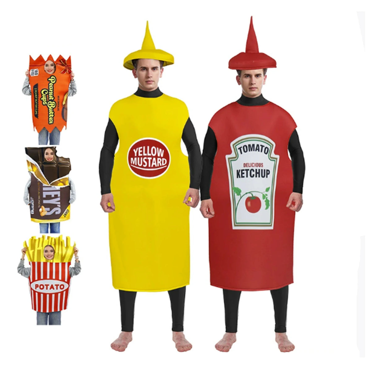 Veylora Festival Costumes Red Tomato Delicious Ketchup Costume Adult Boy Girl Funny Disguise Suit Yellow Halloween Cosplay Party Clothes