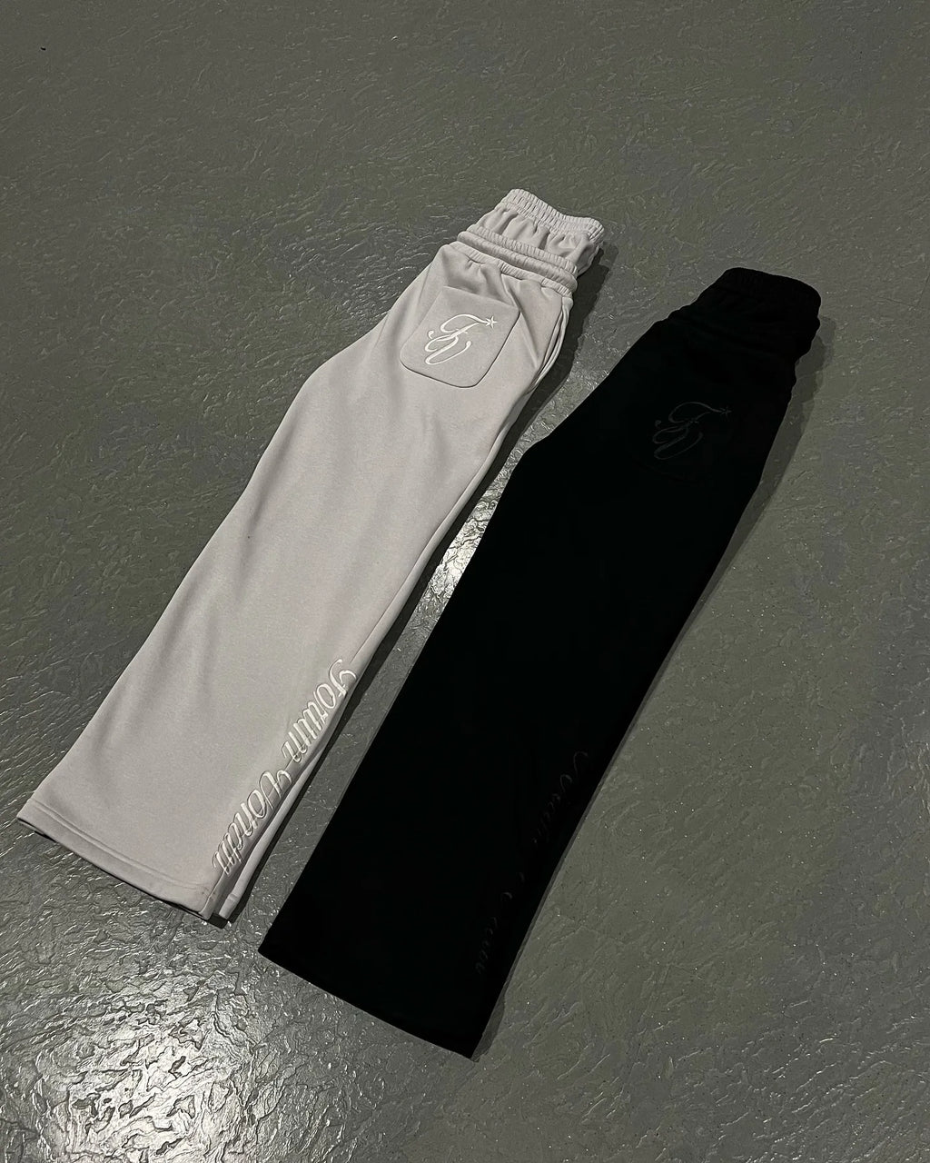 Veylora Harajuku Loose Double Waisted Sweatpants Y2K American Solid Color Letter Embroidery Casual Pants Hip Hop Drawstring Waist Jogger