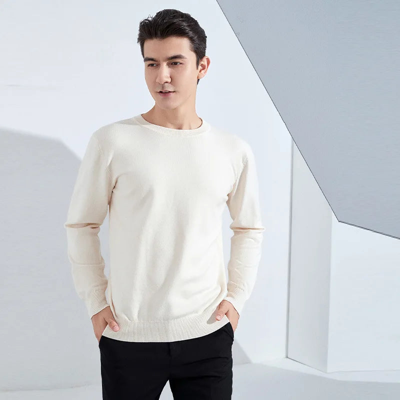 Autumn Winter Men Cashmere Sweater O-neck Soft Warm Pullovers Male Loose Knitted Shirt Korean men's winter blouse