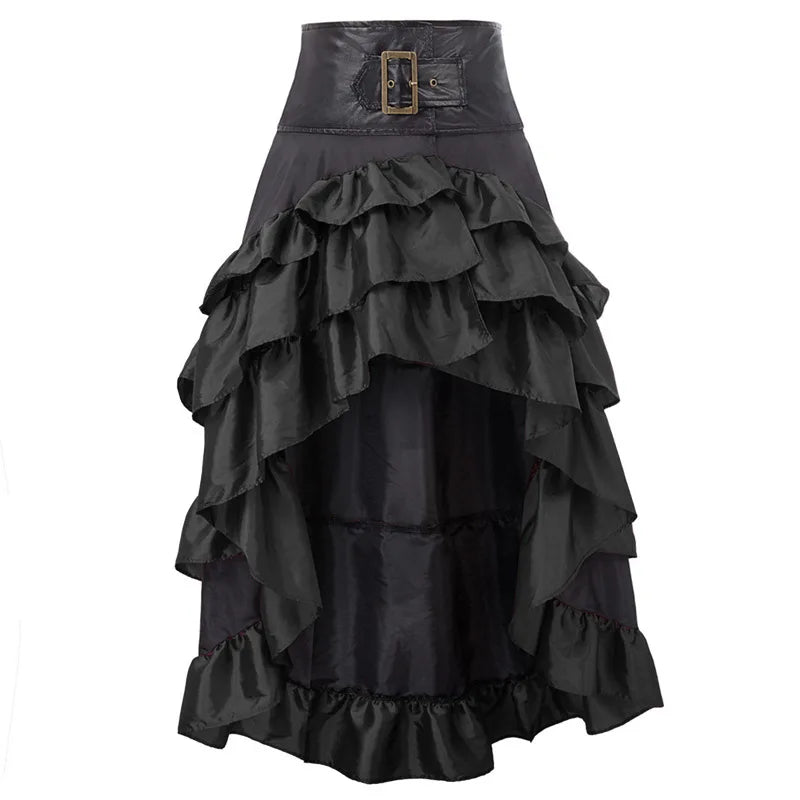 Veylora Pirate Buccaneer Costume Tops Shirt Skirt Bustle Skirt Victorian Halloween Women Punk Renaissance Burlesque High Low Steampunk