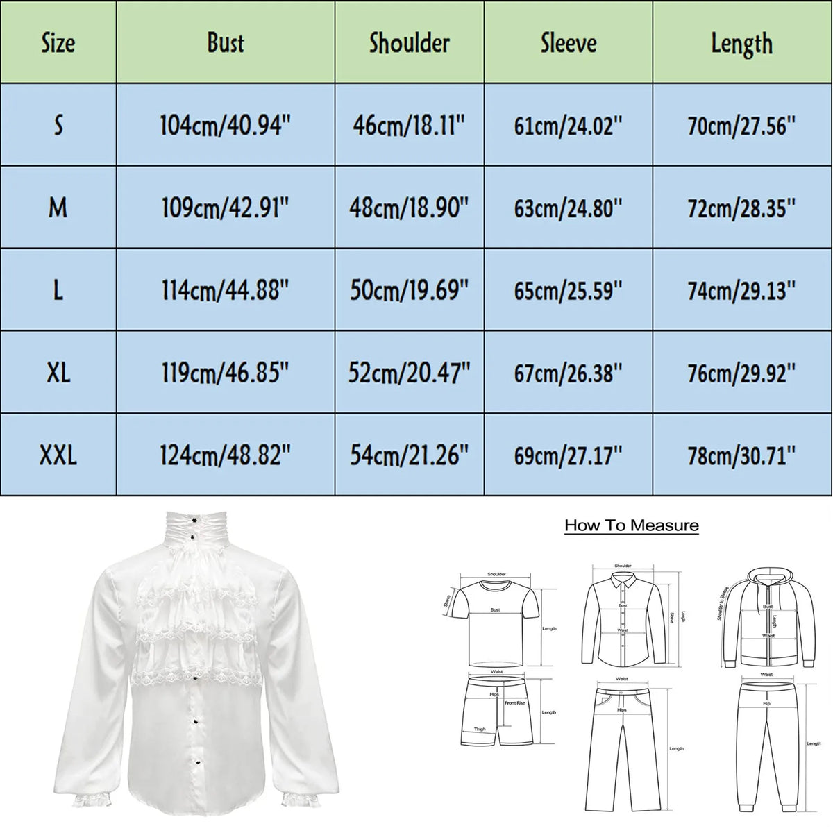 Veylora Men Steampunk Shirt Vintage Prince Medieval Renaissance Blouse Male White Black Turtleneck Tops Victorian Cosplay Costumes