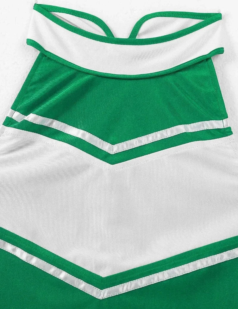 Veylora Carnival Costume 2Pcs Womens Adults Cheerleading Uniform Cosplay Outfit Crop Top with Mini Skirt Halloween Fancy Dress Up Party