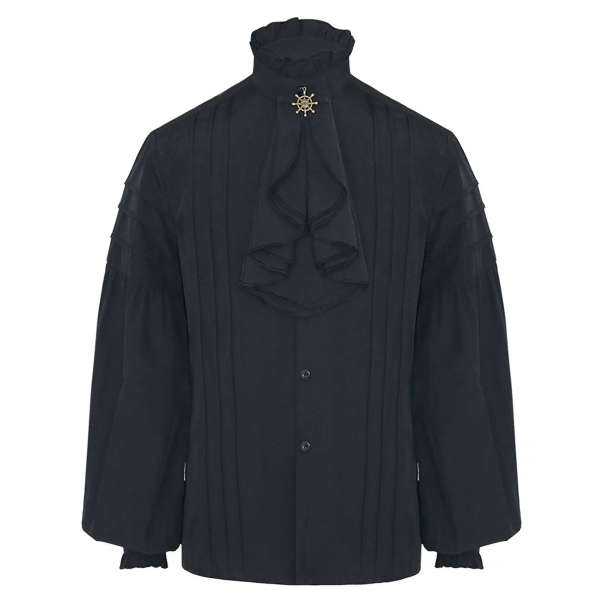 Veylora Men's Medieval Ruffle Shirts Gothic Vintage Court Style Turtleneck Long Sleeve Shirts Vampire Pirate Cosplay Victorian Shirt