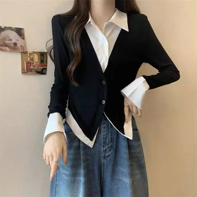 Veylora Striped Shirts & Blouses For Women Basic Modern Long Youthful Clothes Cute And Elegant New 2025 Aesthetic Plus Size Woman Top