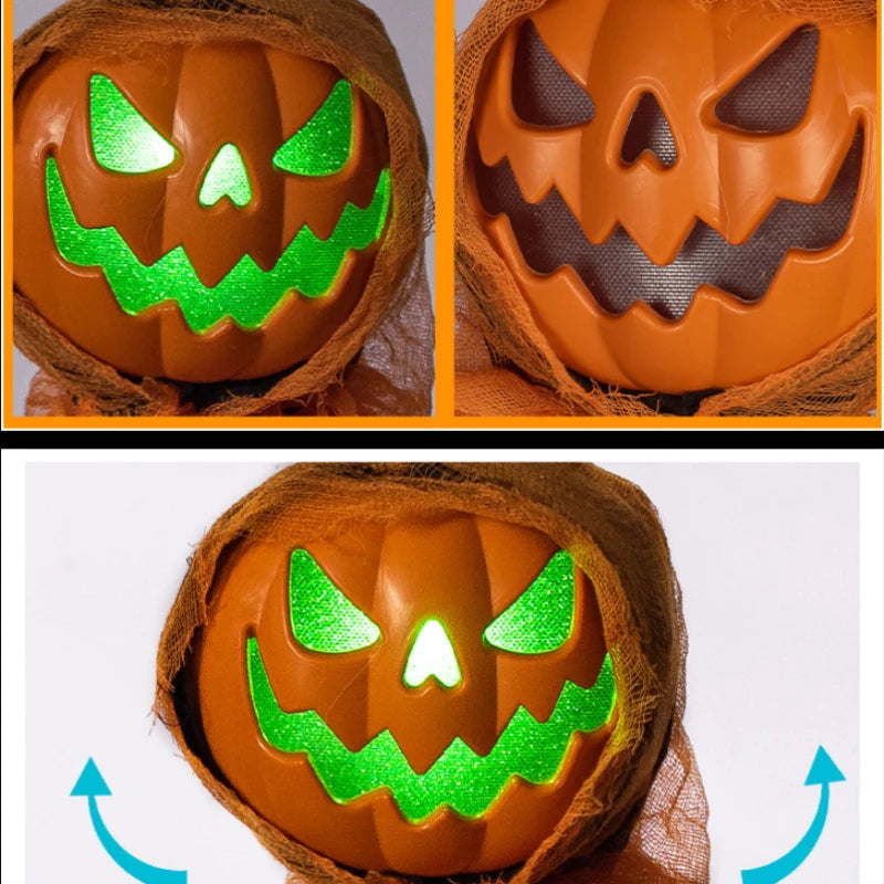 Veylora Halloween Decoration Luminous Demon Pumpkin Scarecrow Hanging Ornaments Turned Head Pumpkin Halloween Horror Home Decor Yard