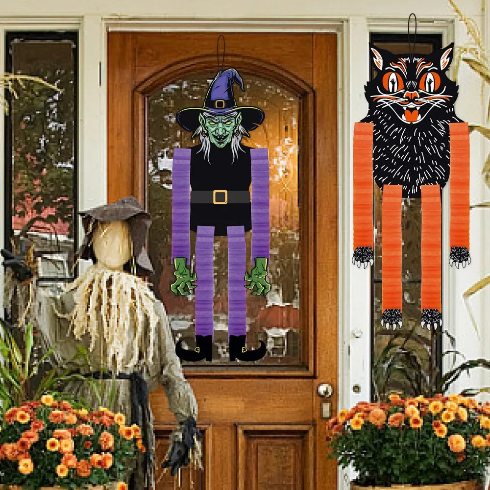 Veylora Halloween Hanging Decorations Pumpkin Witch Cat Vampire Ornaments Trick Or Treat Party Indoor Outdoor Garden Door Wall Decors