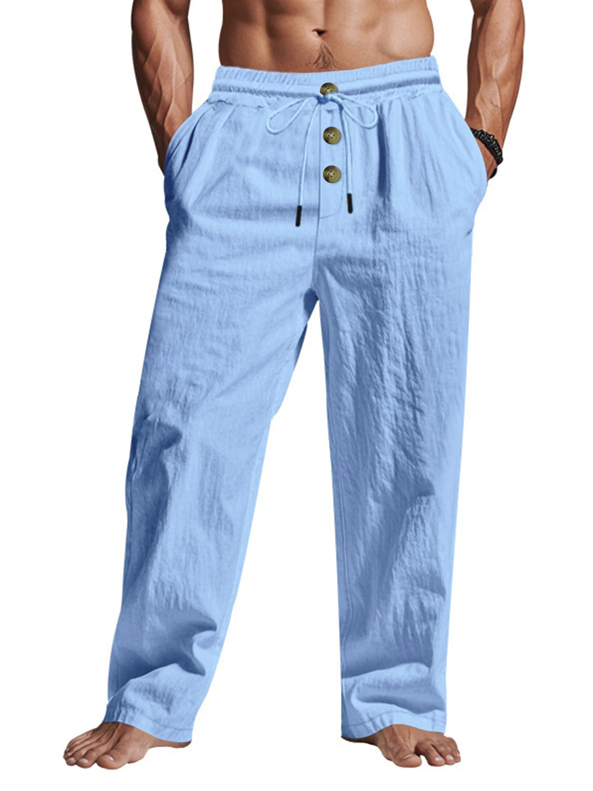 Veylora Men's Casual Trousers 2025 Spring/Summer New Man Large Size white Straight trousers Solid Beach black Fitness Pants S-XXXL