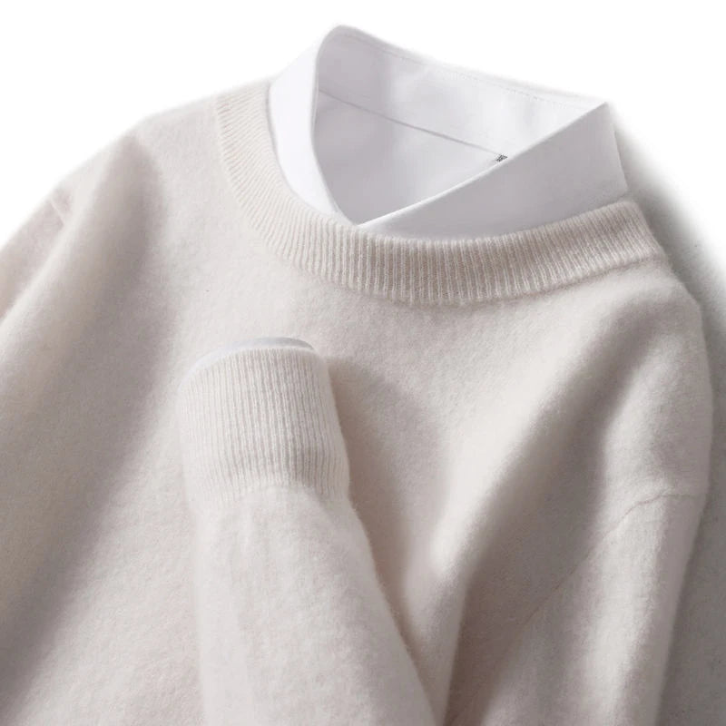 Veylora Autumn Winter Men Cashmere Sweater O-neck Soft Warm Pullovers Male Loose Knitted Shirt  men's winter blouse