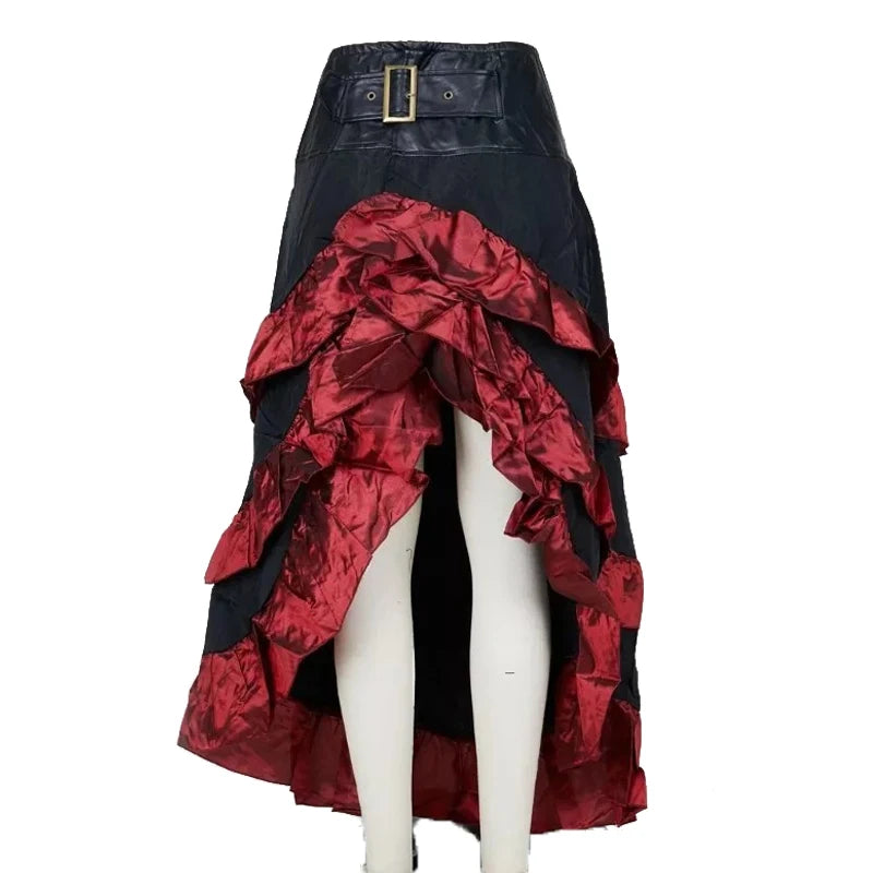 Veylora Pirate Buccaneer Costume Tops Shirt Skirt Bustle Skirt Victorian Halloween Women Punk Renaissance Burlesque High Low Steampunk