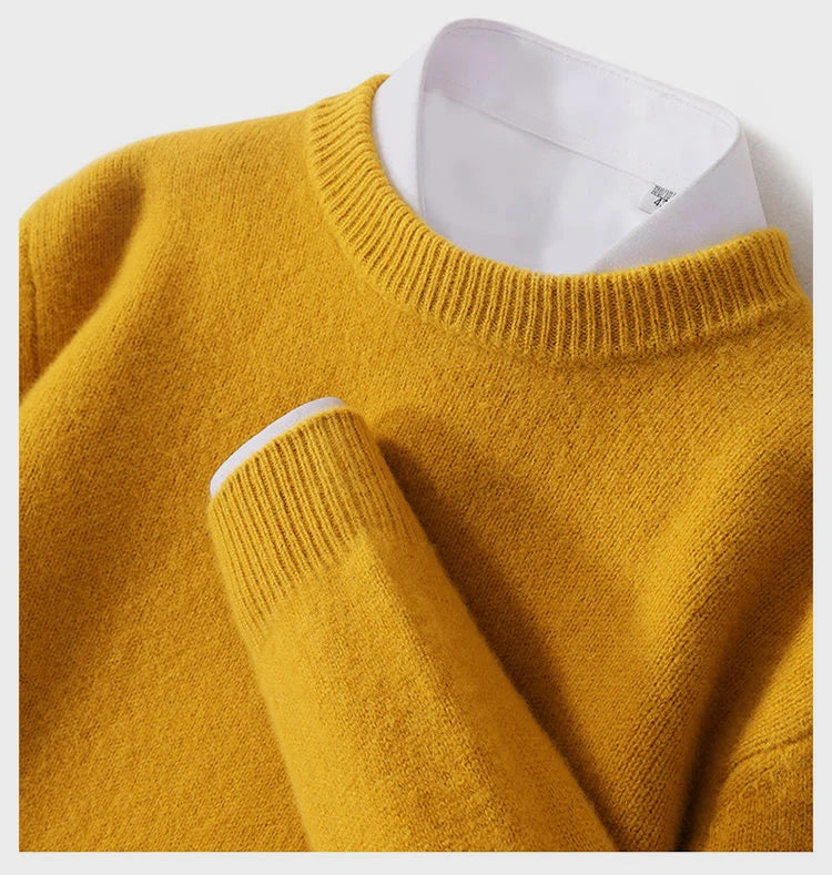Autumn Winter Men Cashmere Sweater O-neck Soft Warm Pullovers Male Loose Knitted Shirt Korean men's winter blouse