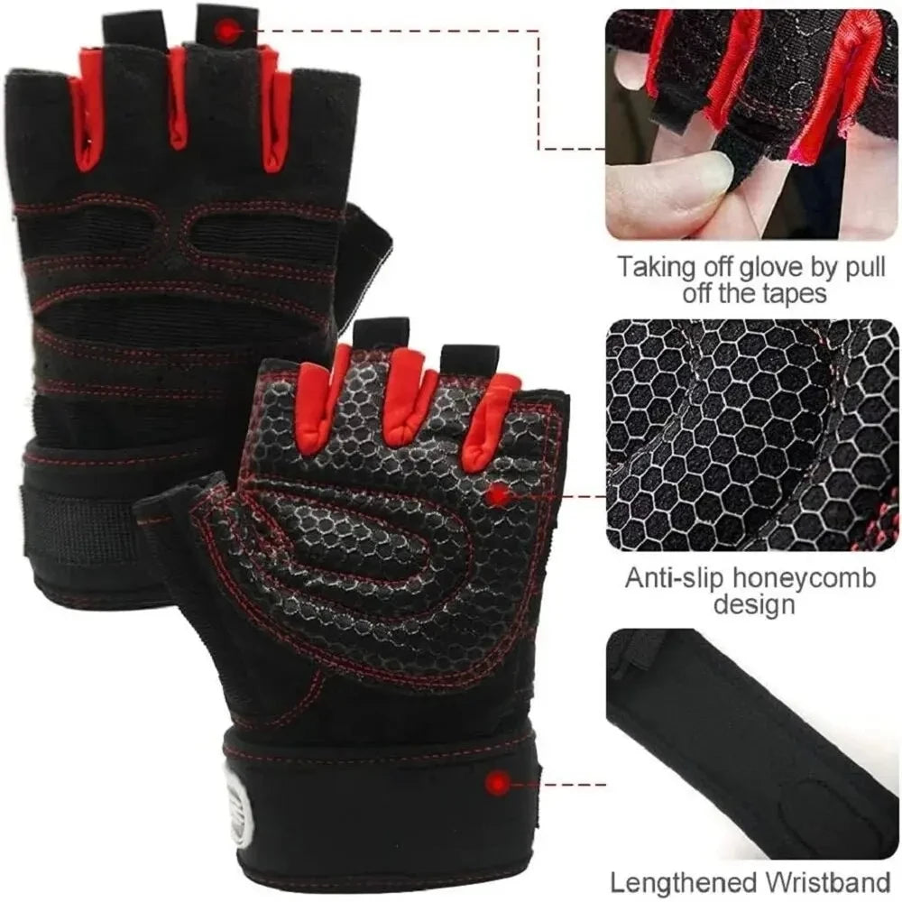 Veylora Gym Gloves for Men Women Fitness Weight Lifting Wristband Gloves Body Building Training Sports Exercise Cycling Glove Shockproof