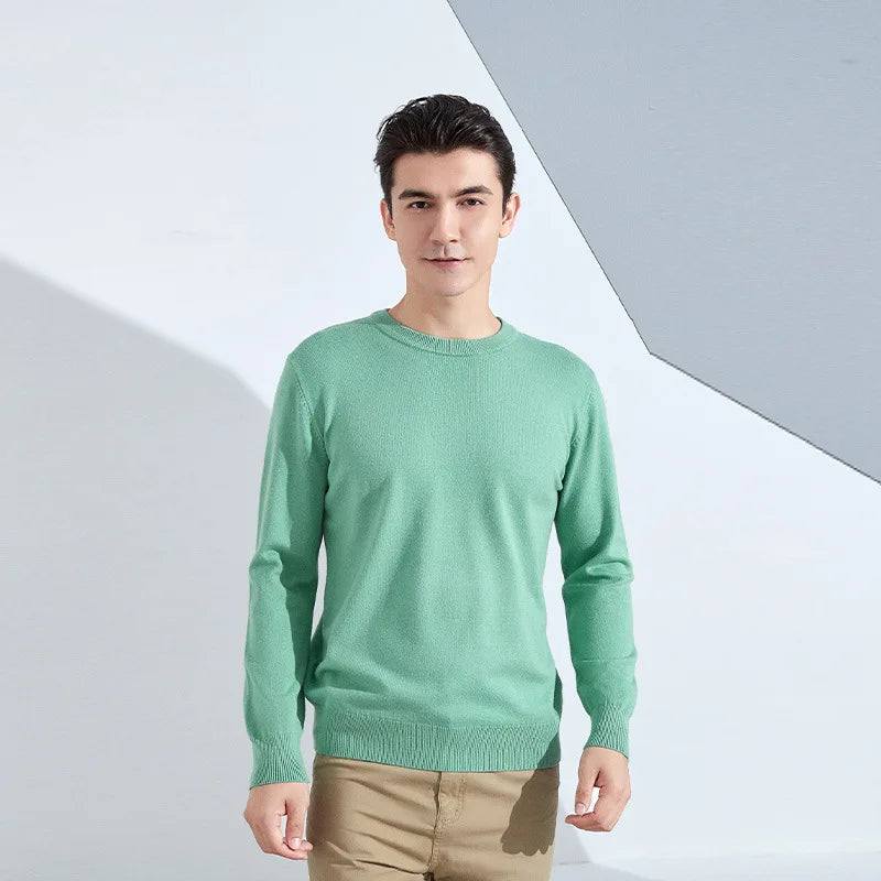 Autumn Winter Men Cashmere Sweater O-neck Soft Warm Pullovers Male Loose Knitted Shirt Korean men's winter blouse