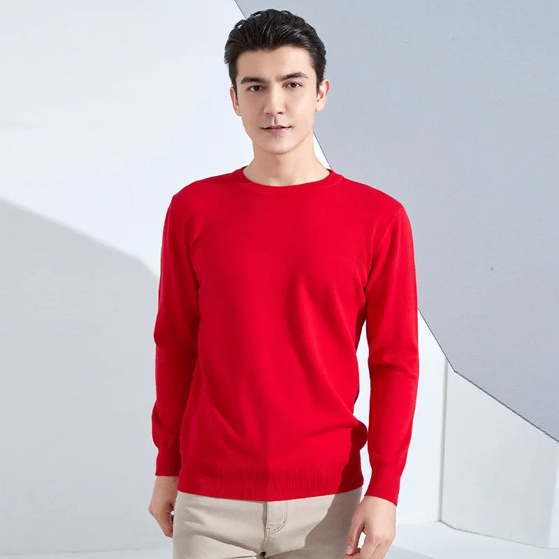 Autumn Winter Men Cashmere Sweater O-neck Soft Warm Pullovers Male Loose Knitted Shirt Korean men's winter blouse